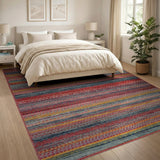 Multi-color and Patterns Vibrant Multi-Color Striped Geometric Area Rug