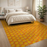 Geometric Modern Yellow Honeycomb Hexagon Area Rug