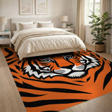 Abstract Area Bold Orange Tiger Face Area Rug