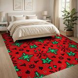 Vibrant Red Tribal Geometric Area Rug