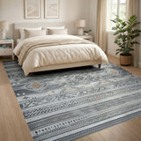 Grey Geometric Tribal Diamond Area Rug