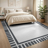 Geometric Modern Grey Geometric Border Area Rug