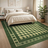 Green Gingham Checkered Area Rug