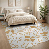 Gold Abstract Swirl Area Rug