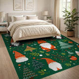 Festive Green Gnome Christmas Area Rug