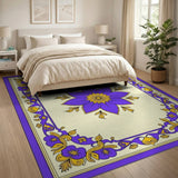 Traditional Persian Purple Floral Medallion Persian Rug