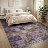 Purple Abstract Striped Area Rug