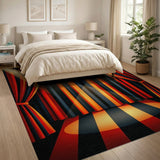Dramatic Red Black Theater Stage Area Rug