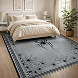 Geometric Modern Gothic Spider Web Area Rug Black White