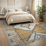 Cream Terracotta Geometric Tribal Rug