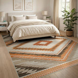 Southwestern Orange Geometric Diamond Area Rug