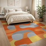Vibrant Orange Abstract Area Rug