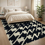 Bold Black White Houndstooth Geometric Area Rug