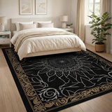 Ornate Black Mandala Persian Area Rug
