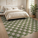 Sage Green Abstract Fish Geometric Area Rug