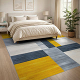 Multi-color and Patterns Bold Yellow Grey Geometric Abstract Area Rug