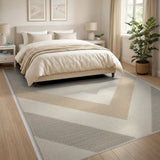 Neutral Chevron Geometric Area Rug in Beige Grey