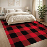 Black Rustic Farmhouse Red Black Buffalo Plaid Area Rug