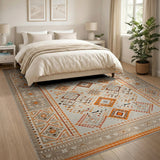 Orange Terracotta Geometric Heritage Tribal Rug