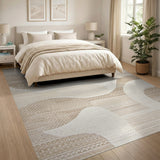 Abstract Beige Neutral Area Rug with Fluid Shapes