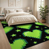 Green Pixel Hearts Area Rug