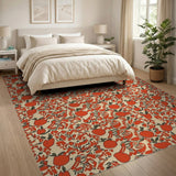 Orange Vibrant Orange Fruit Pattern Area Rug