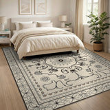 Traditional Persian Beige and Neutral Ornate Beige Persian Floral Area Rug