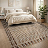 Plaid Rustic Brown Tan Plaid Area Rug