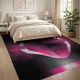 Neon Pink Abstract Oval Area Rug
