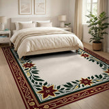 Multi-color and Patterns Ornate Red Floral Border Area Rug