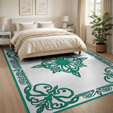 Teal Ornate Medallion Area Rug