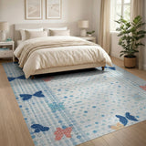 Whimsical Butterfly Bow Polka Dot Area Rug