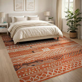 Southwestern Orange Terracotta Geometric Southwestern Rug