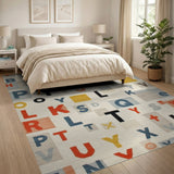 Multi-color and Patterns Playful Multi-Color Alphabet Kids Area Rug