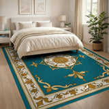 Elegant Teal Persian Medallion Rug