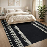 Bold Black and White Bold Black White Vertical Striped Area Rug