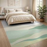 Serene Layered Green Wave Abstract Area Rug