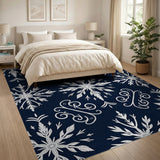 Geometric Modern Blue and Teal Navy Snowflake Geometric Area Rug