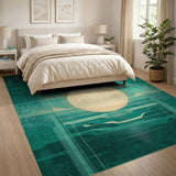 Teal Geometric Sun Area Rug