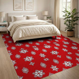 Red Geometric Modern Red Snowflake Pattern Area Rug