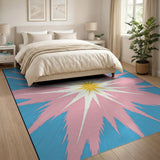 Vibrant Pink Blue Starburst Area Rug