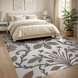 Tan Grey Floral Vine Area Rug
