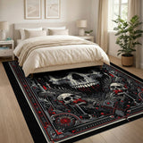 Washable Gothic Skull Occult Area Rug, Low Pile & Non-Slip