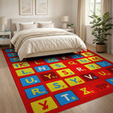 Vibrant ABC Alphabet Kids Kids Cartoon Area Rug