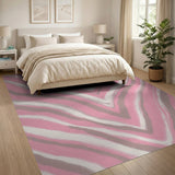 Pink Grey Wavy Chevron Area Rug