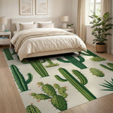 Whimsical Green Cacti Succulent Pattern Rug