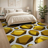 Golden Faceted Polyhedron Geometric Rug