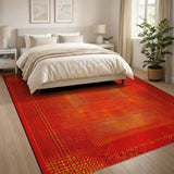 Vibrant Red Geometric Dot Area Rug