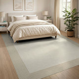 Beige and Neutral Beige Framed Geometric Area Rug