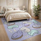 Cute Sleepy Cartoon Cats in Nests Purple Rug